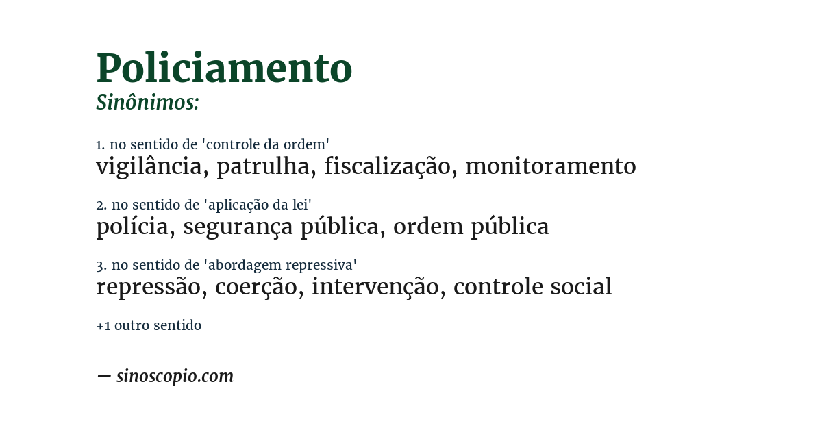Sinônimo de policiamento