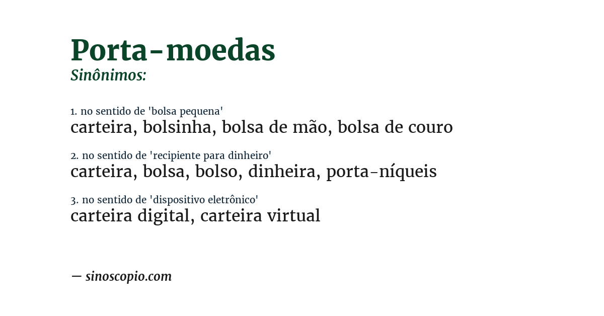 Sinônimo de porta-moedas