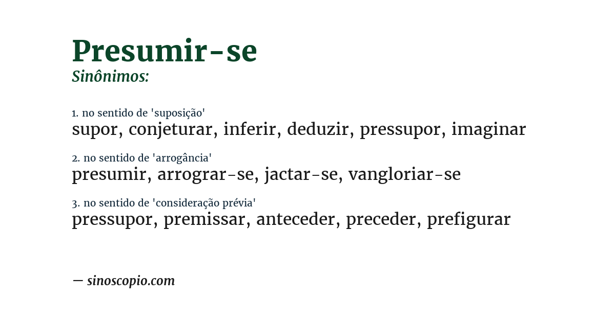 Sinônimo de presumir-se