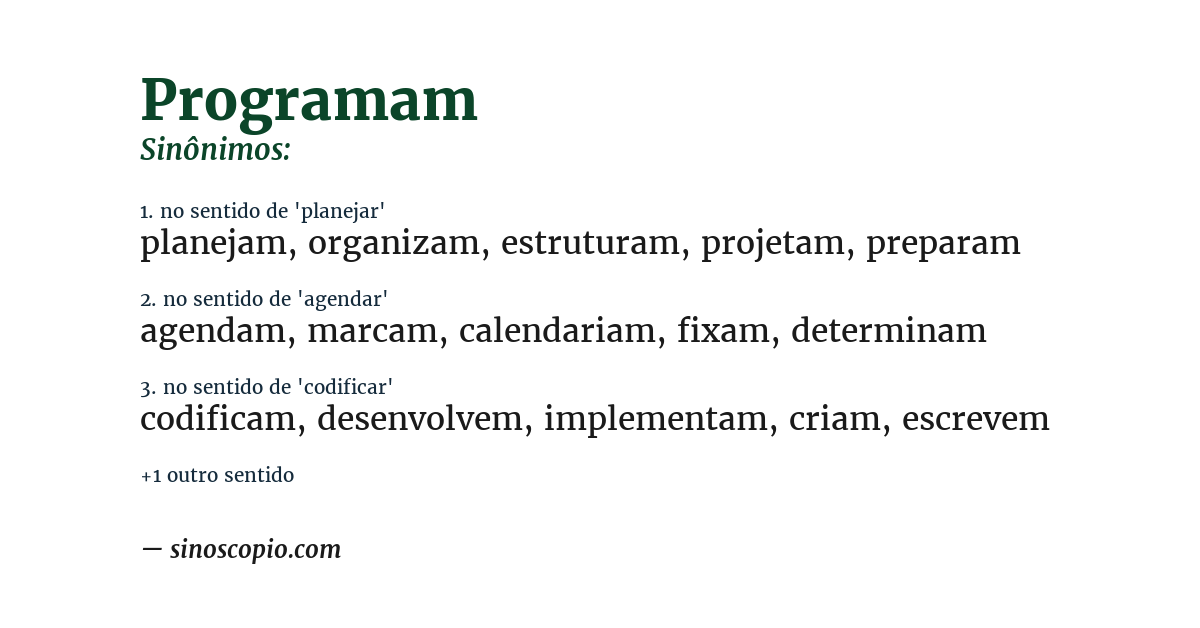 Sinônimo de programam