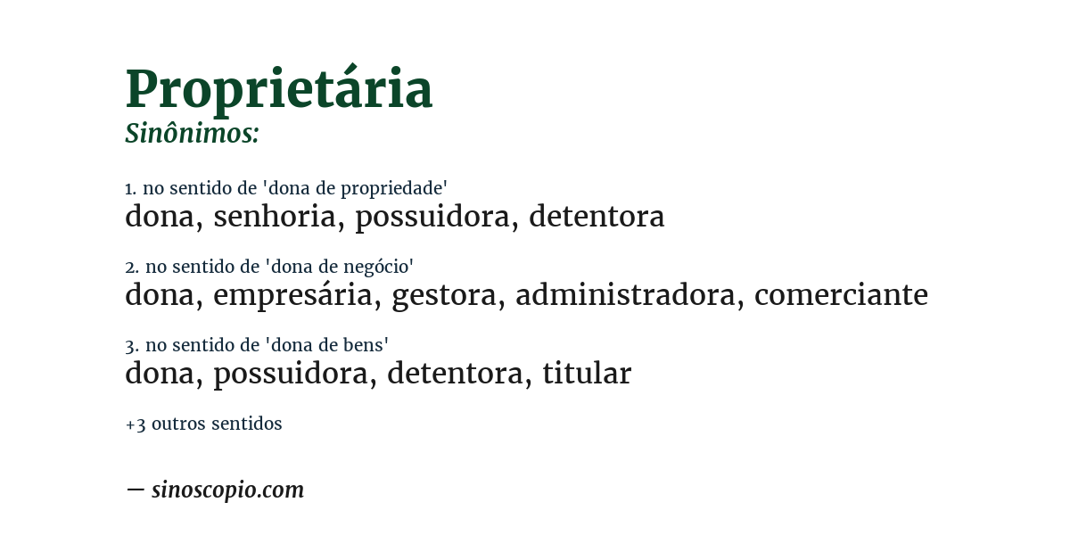 Sinônimo de proprietária