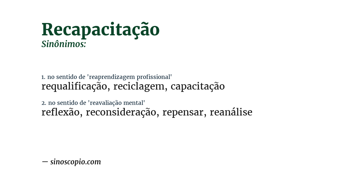 Sinônimo de recapacitação