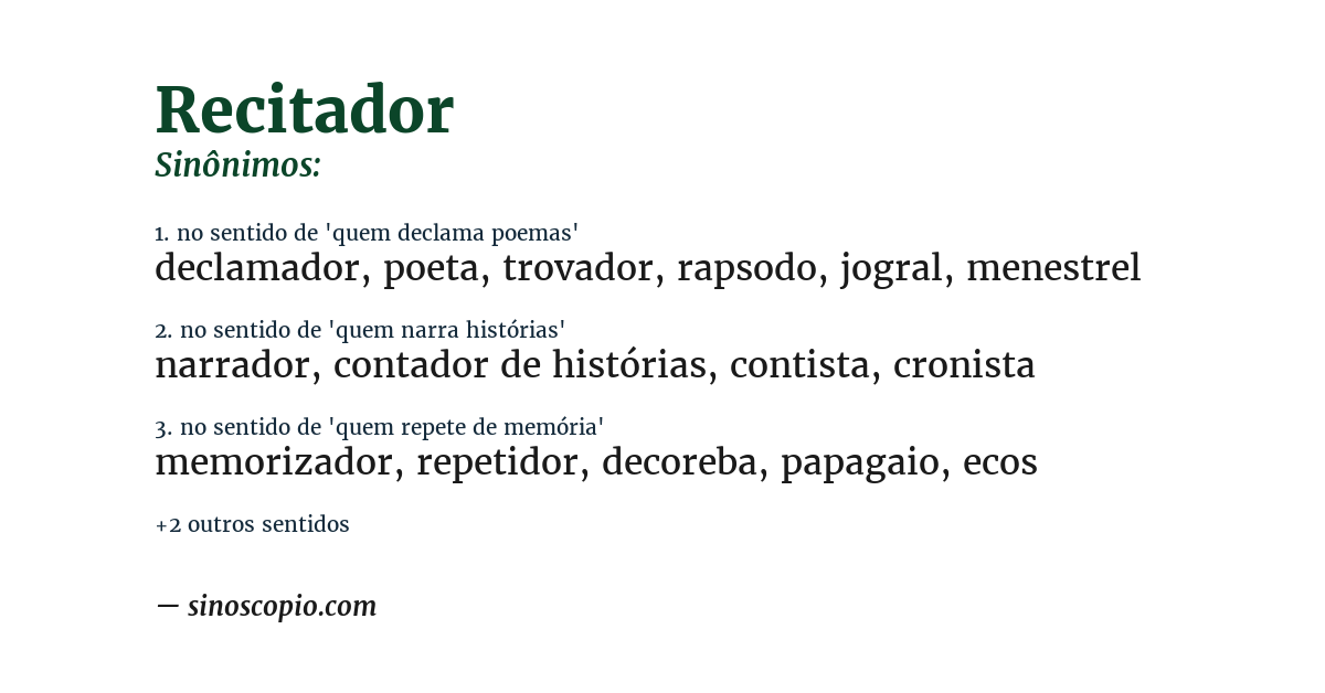 Sinônimo de recitador
