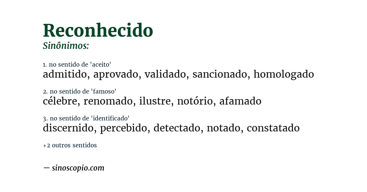 Sinônimo de reconhecido