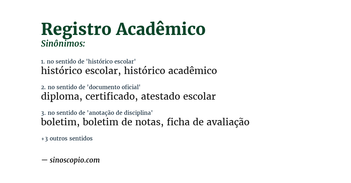 Sinônimo de registro acadêmico