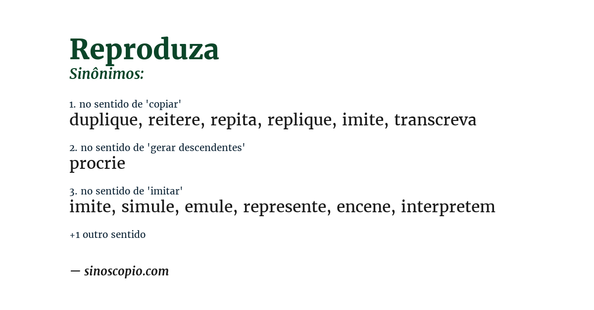 Sinônimo de reproduza