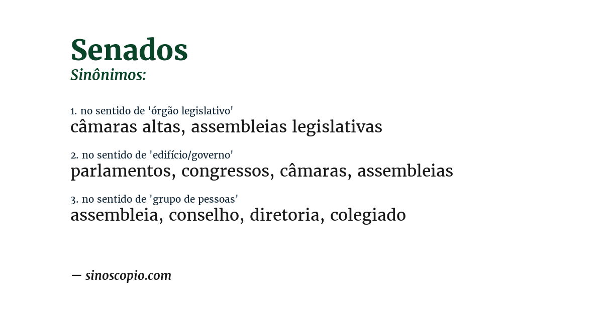 Sinônimo de senados