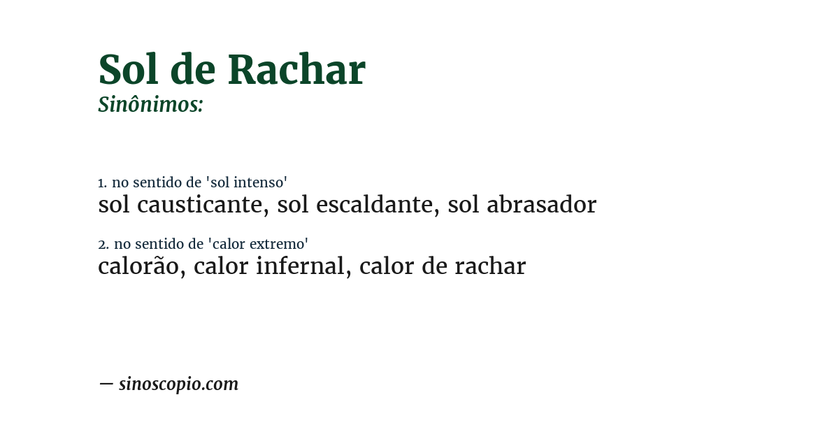 Sinônimo de sol de rachar