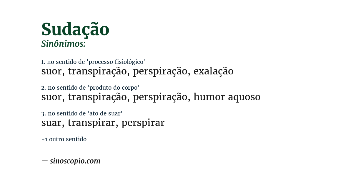 Sinônimo de sudação