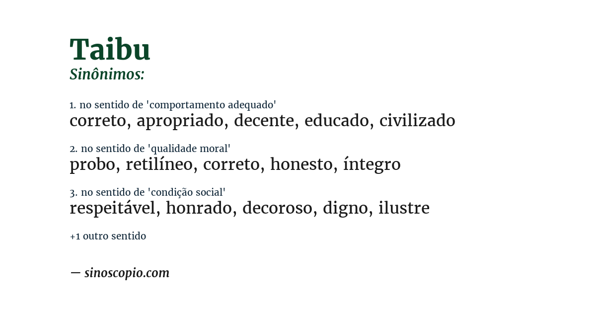 Sinônimo de taibu
