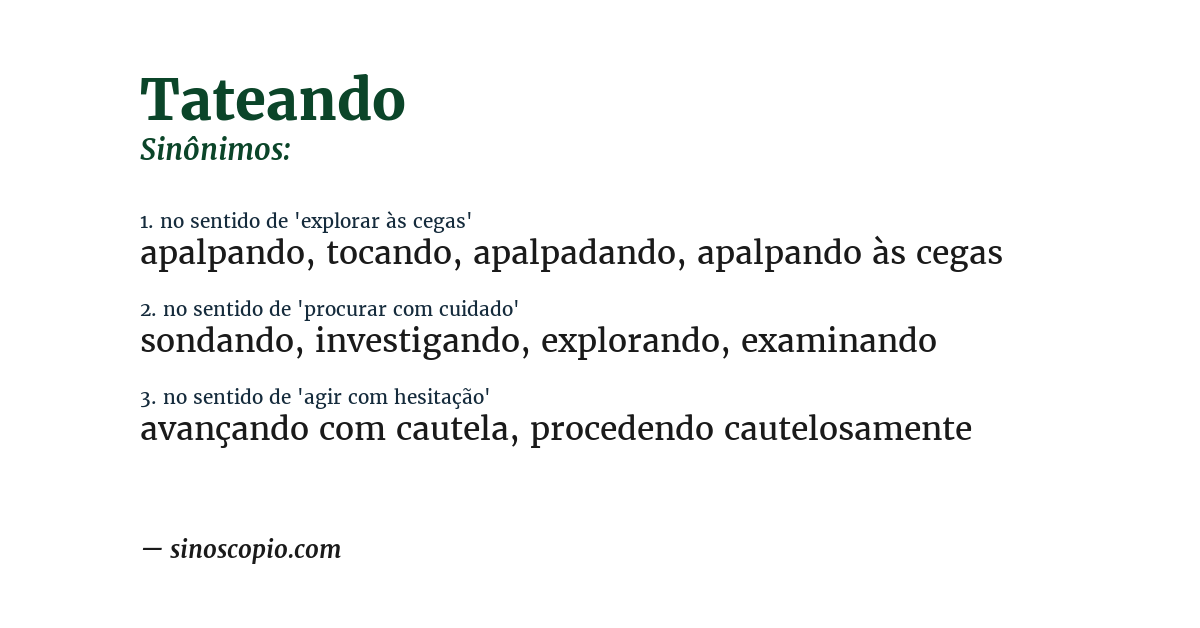 Sinônimo de tateando