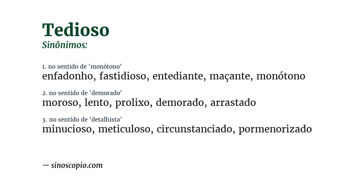 Sinônimo de tedioso