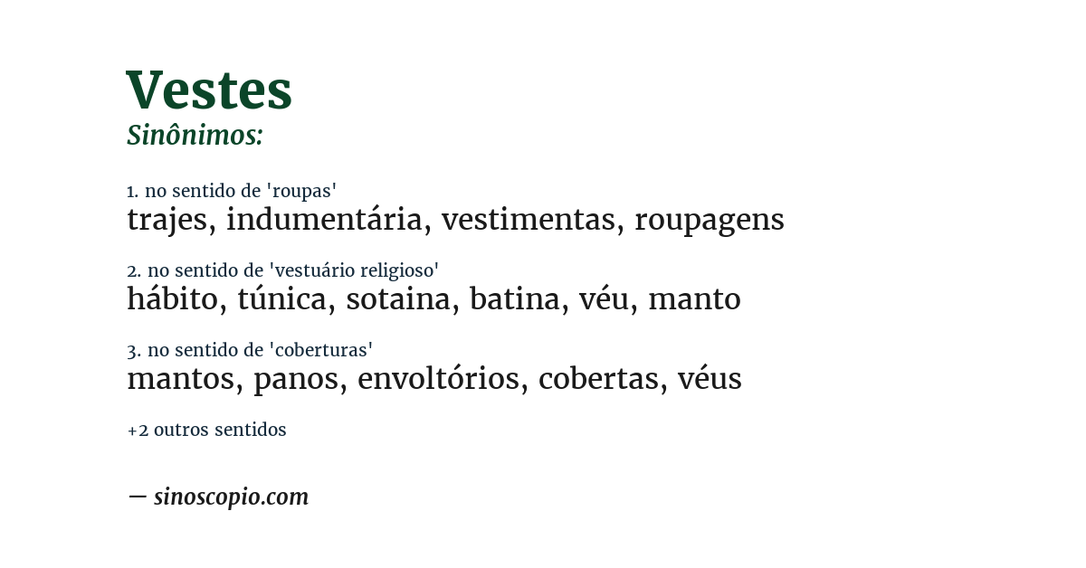 Sinônimo de vestes