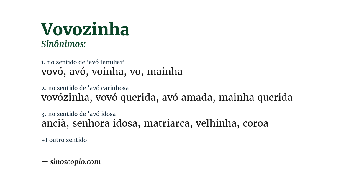 Sinônimo de vovozinha