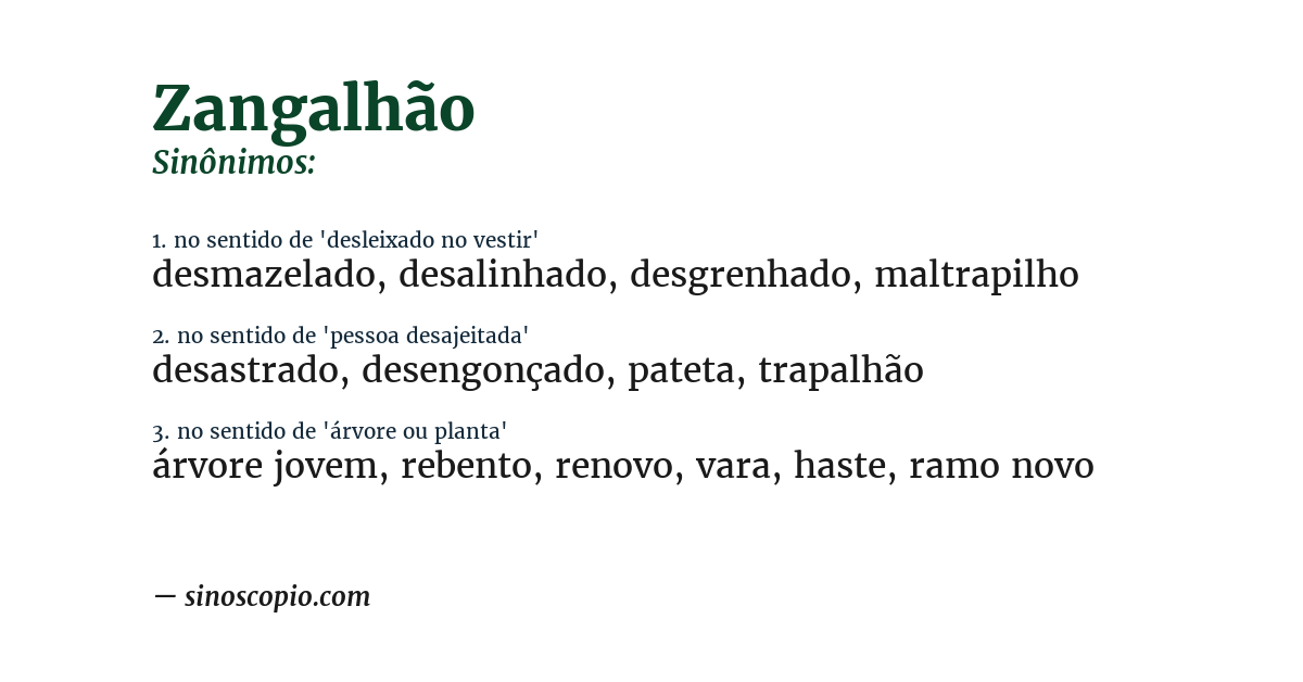 Sinônimo de zangalhão
