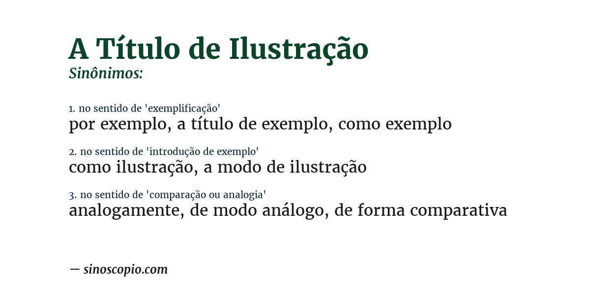 Sinônimo de a título de ilustração