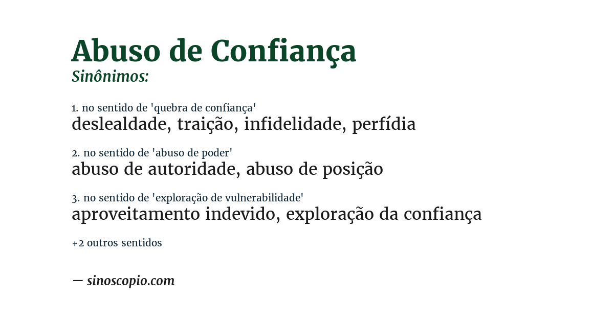 Sinônimo de abuso de confiança