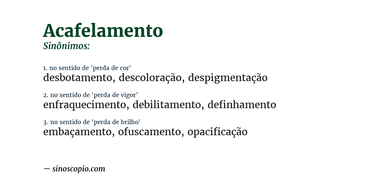 Sinônimo de acafelamento