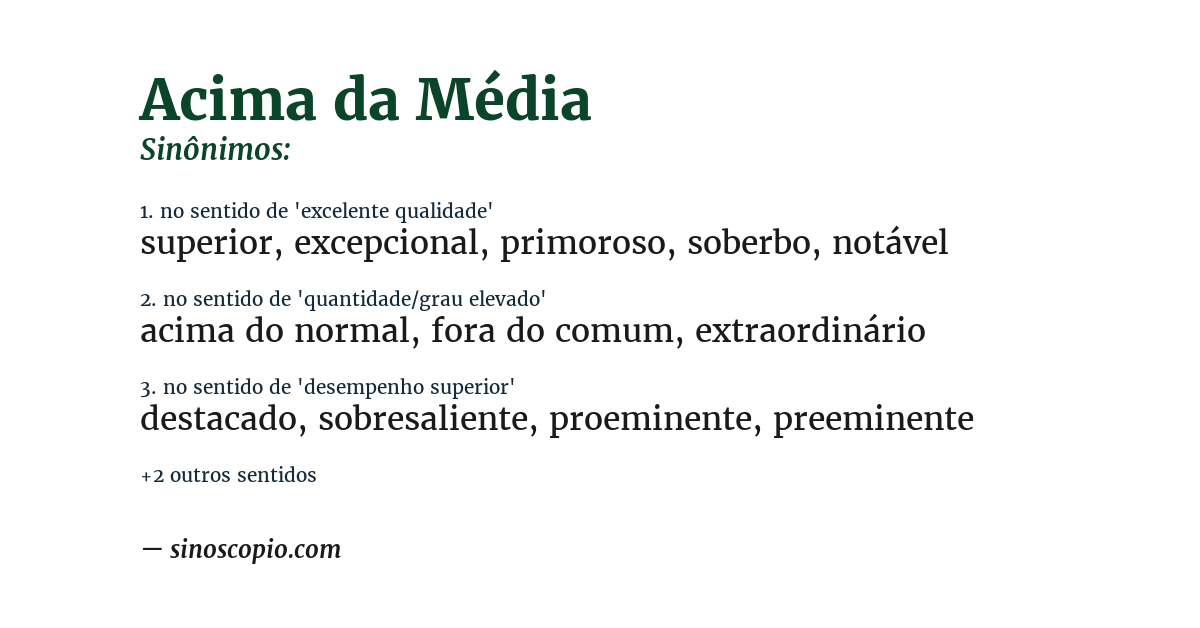 Sinônimo de acima da média