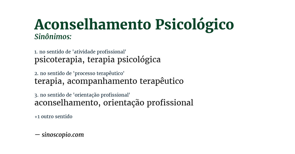 Sinônimo de aconselhamento psicológico