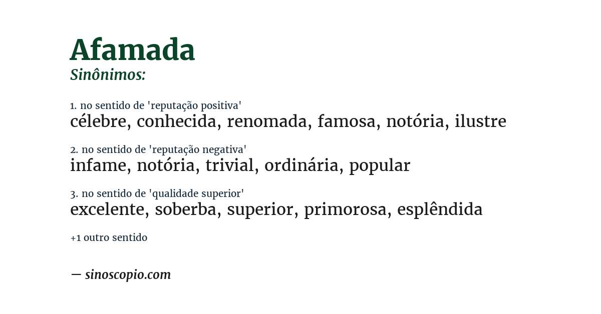 Sinônimo de afamada