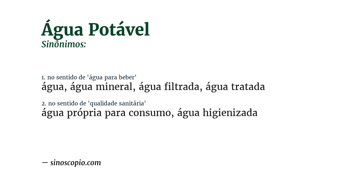 Sinônimo de água potável