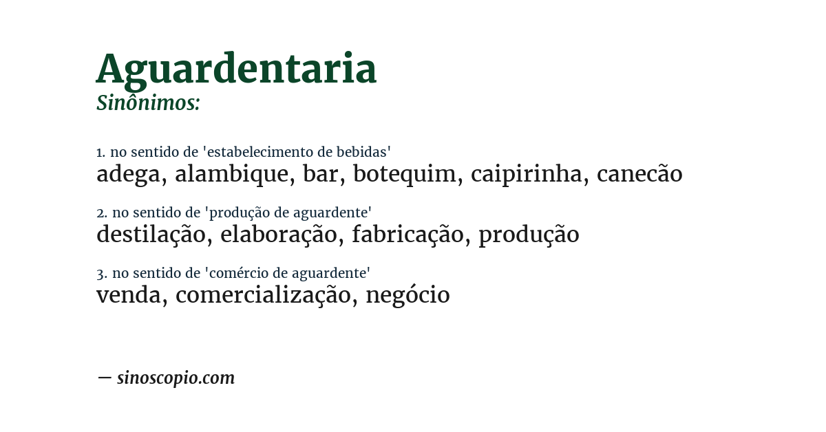 Sinônimo de aguardentaria