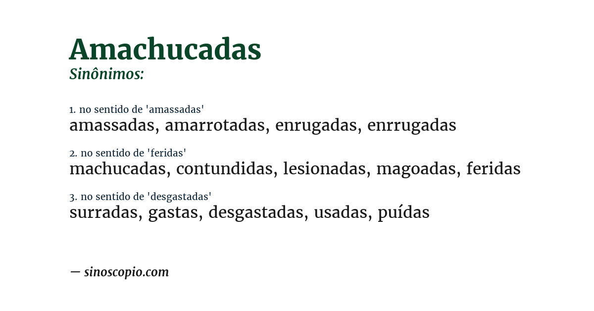 Sinônimo de amachucadas