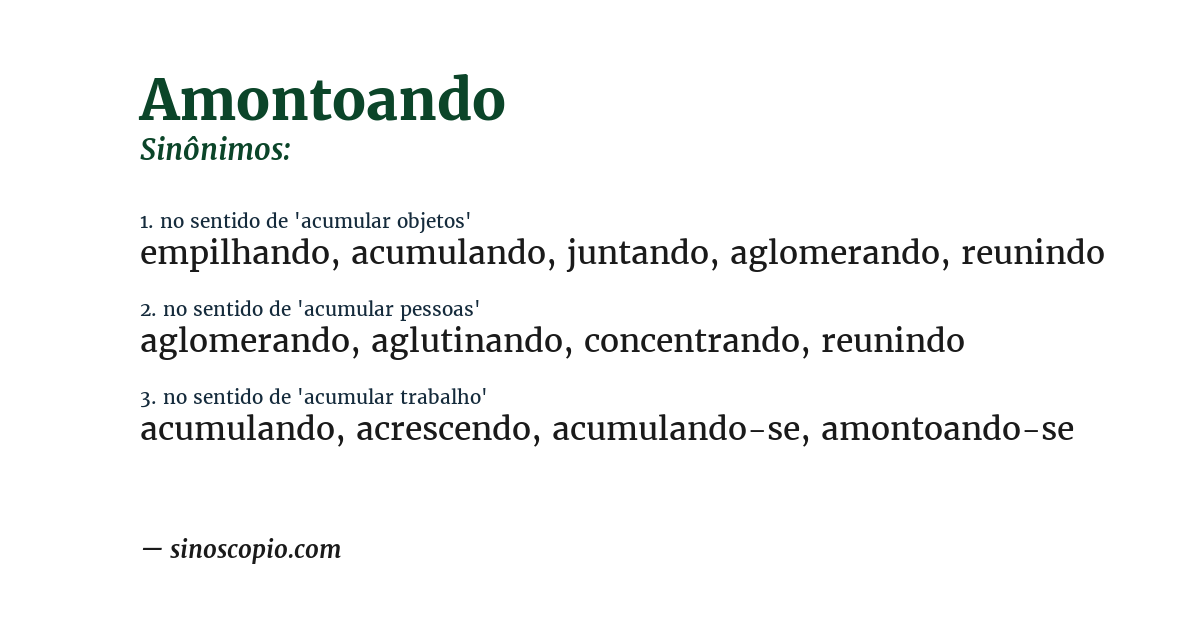 Sinônimo de amontoando