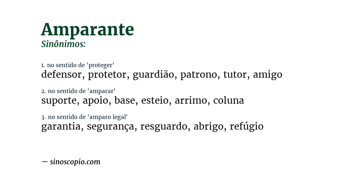 Sinônimo de amparante