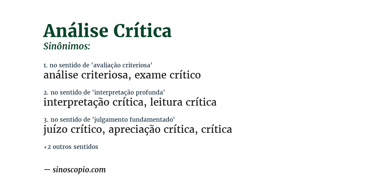 Sinônimo de análise crítica