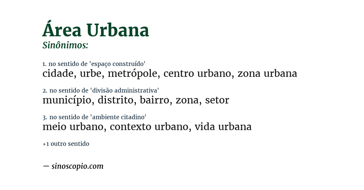 Sinônimo de área urbana