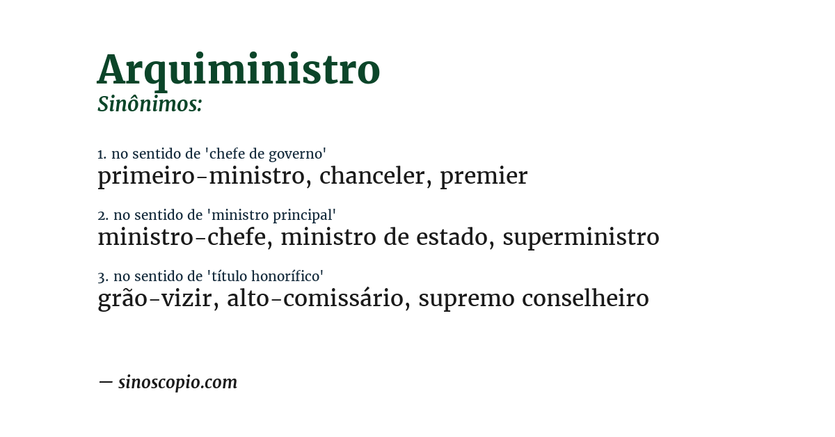 Sinônimo de arquiministro