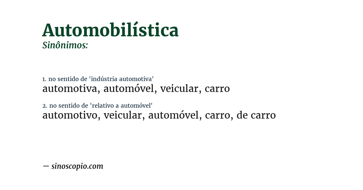 Sinônimo de automobilística