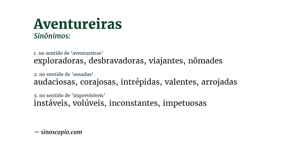 Sinônimo de aventureiras