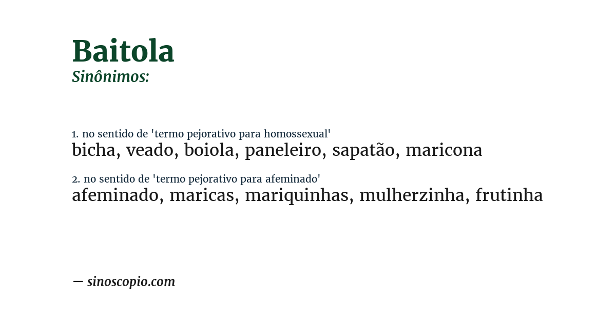 Sinônimo de baitola
