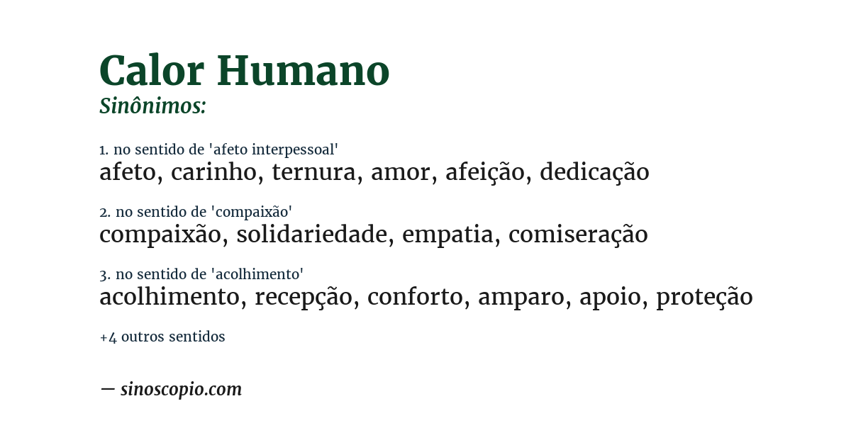 Sinônimo de calor humano