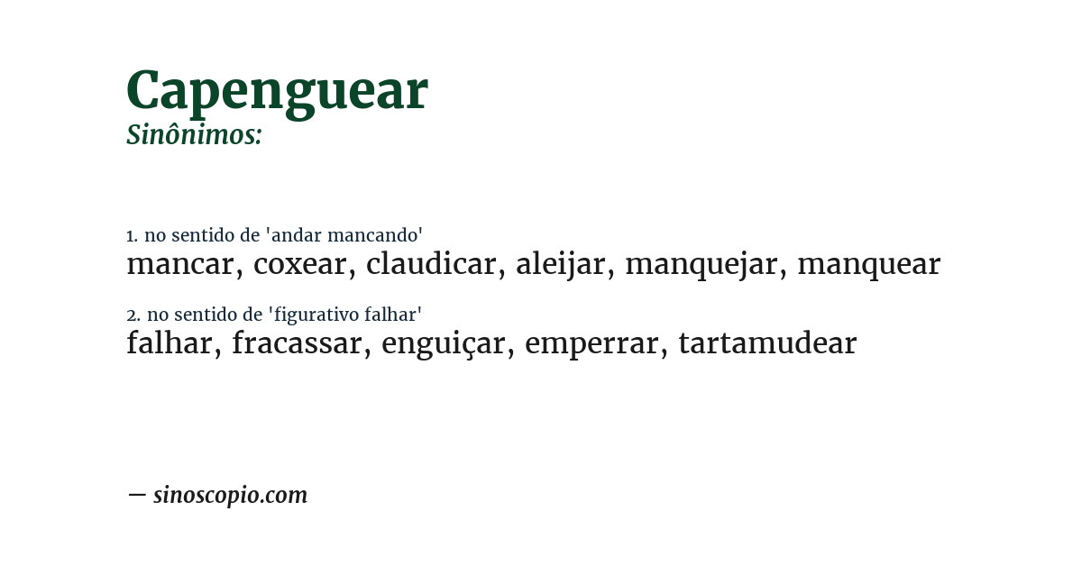 Sinônimo de capenguear