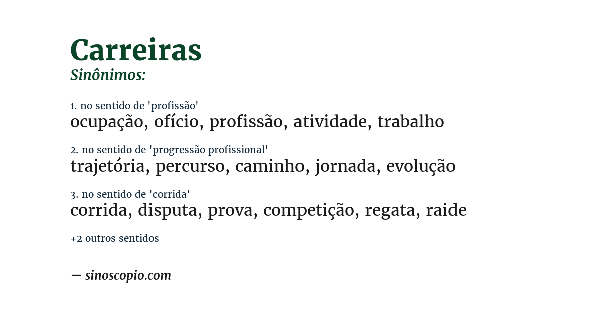 Sinônimo de carreiras