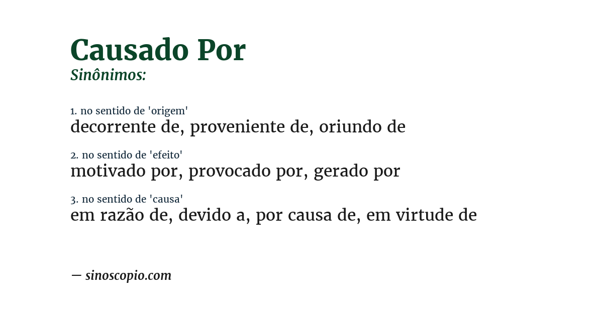 Sinônimo de causado por