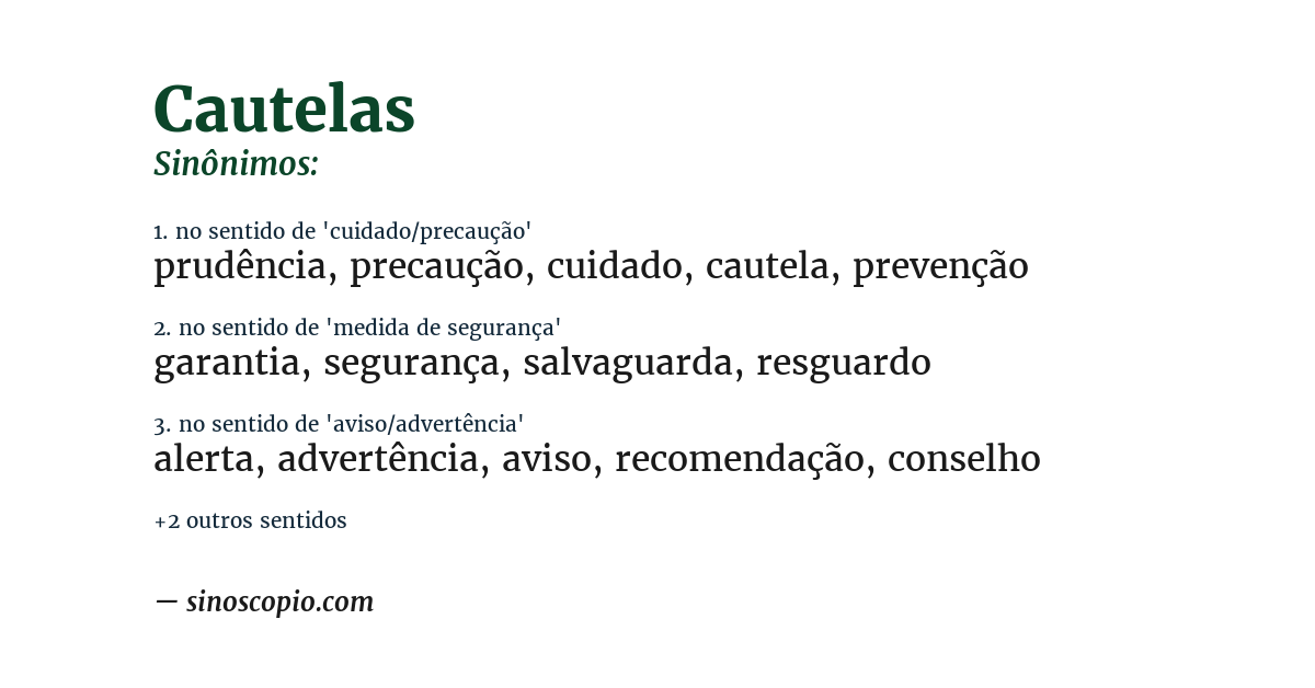 Sinônimo de cautelas
