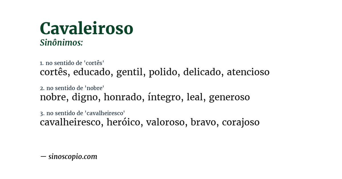Sinônimo de cavaleiroso