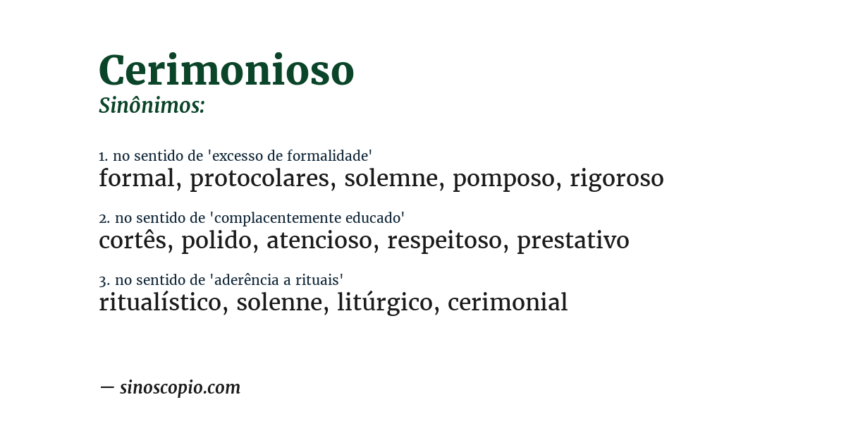 Sinônimo de cerimonioso