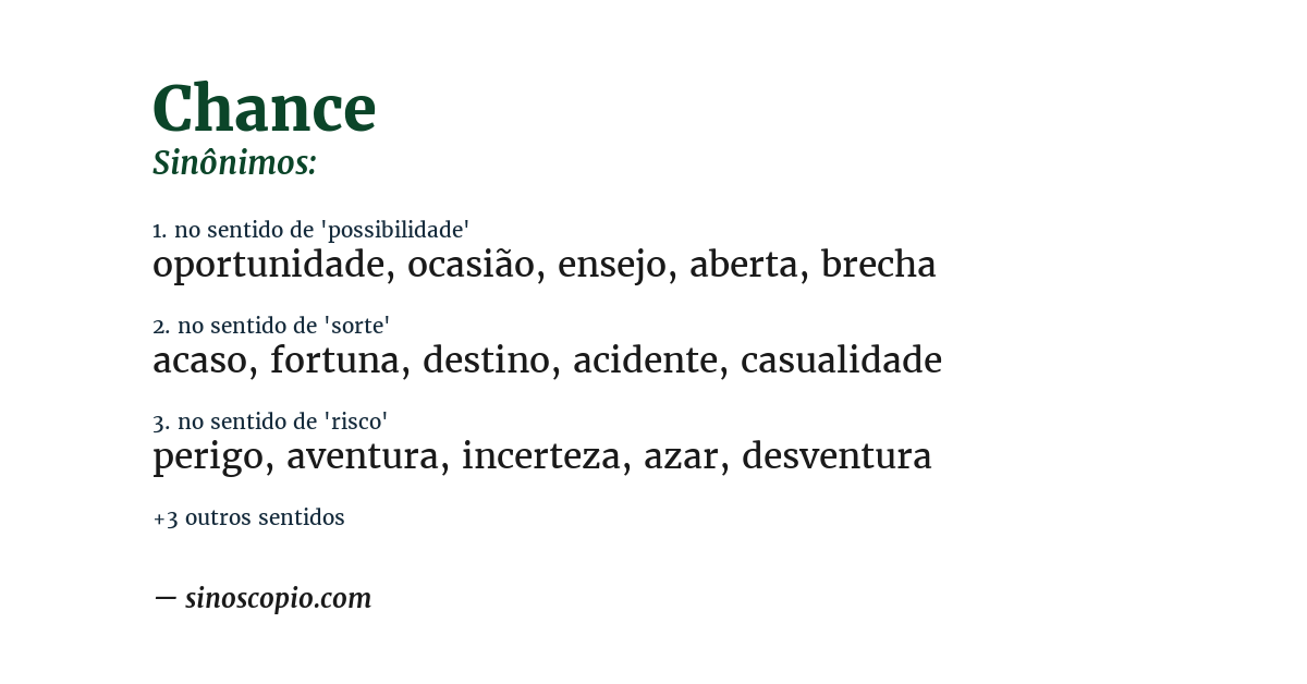 Sinônimo de chance
