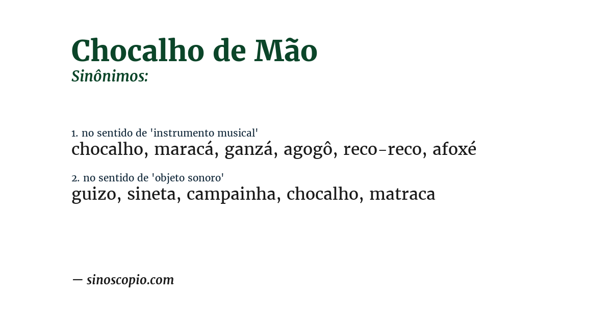 Sinônimo de chocalho de mão