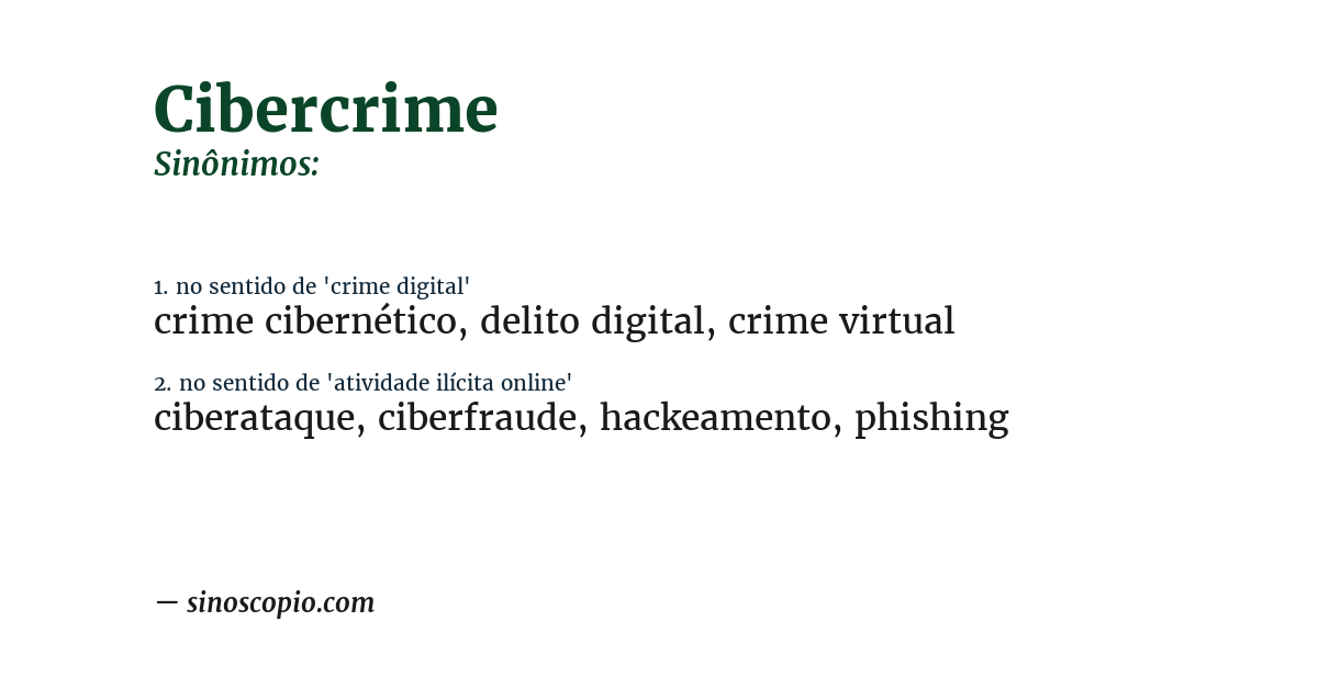 Sinônimo de cibercrime