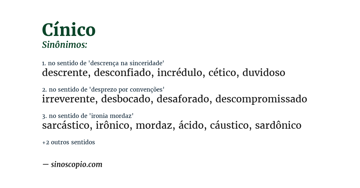 Sinônimo de cínico