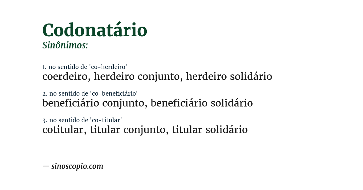 Sinônimo de codonatário