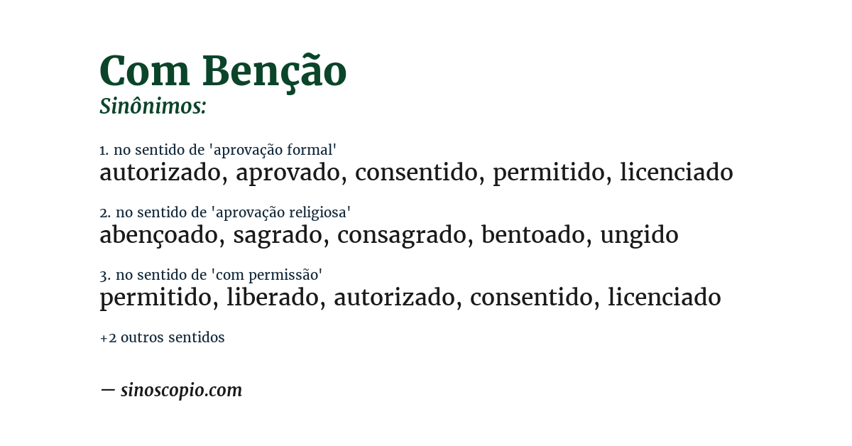 Sinônimo de com benção