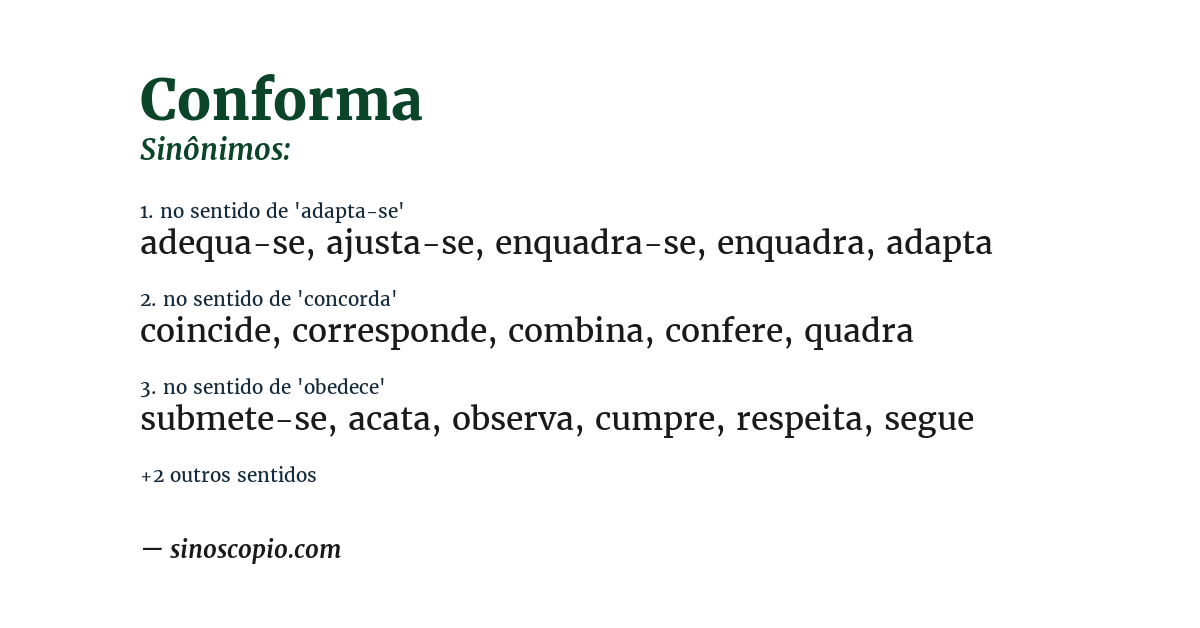 Sinônimo de conforma